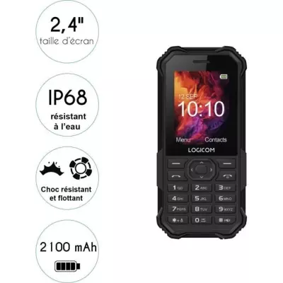Téléphone portable LOGICOM XTREM 40 - Noir | Dimensions compactes: 16x8x5 cm