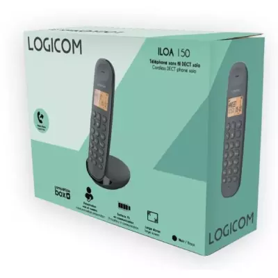 Téléphone fixe sans fil LOGICOM DECT ILOA 150 SOLO - Noir, compact et performant