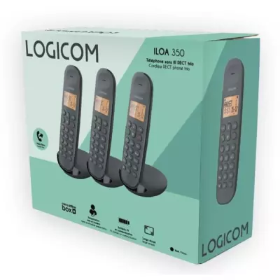 Téléphone sans fil LOGICOM DECT ILOA 350 TRIO - Noir