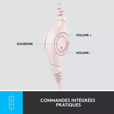 Casque filaire Logitech H390 rose avec microphone antibruit
