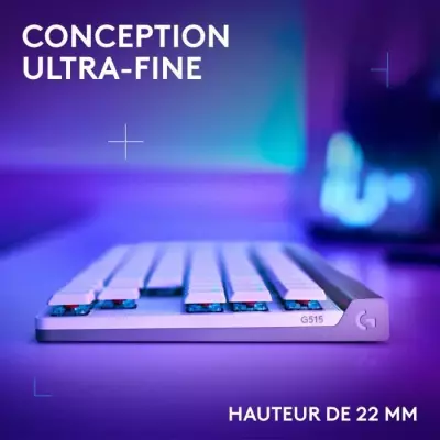 Clavier Gamer Sans Fil Logitech G515 Lightspeed TKL - Blanc