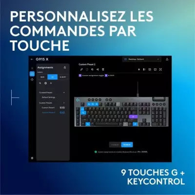 Clavier gamer filaire Logitech G915 X Switch tactile Noir