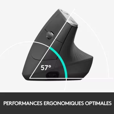 Souris Logitech MX Vertical Gris - Design Ergonomique