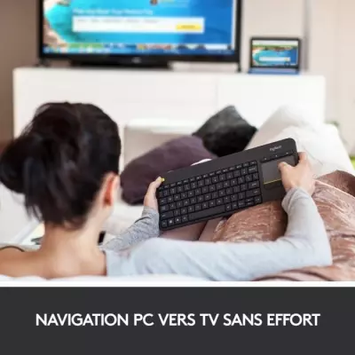 Clavier TV sans fil Logitech K400 Plus AZERTY Noir