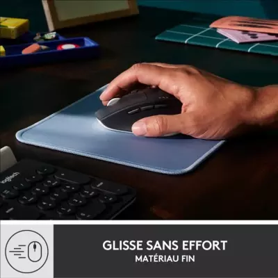 Tapis de souris Logitech Studio - Bleu Gris - Glissement facile