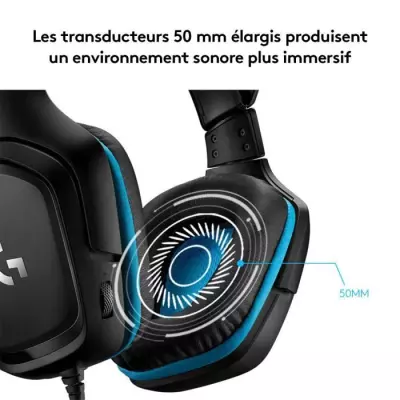 Casque gamer filaire Logitech G432 avec micro - Noir
