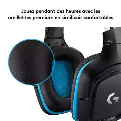 Casque gamer filaire Logitech G432 avec micro - Noir
