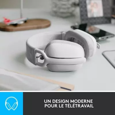 Casque PC Logitech Zone Vibe 100 Blanc - Léger, sans fil, avec Micro anti-bruit