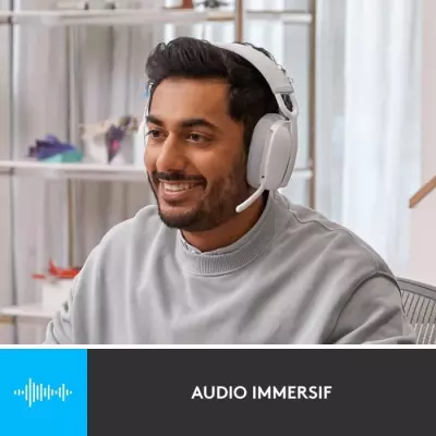 Casque PC Logitech Zone Vibe 100 Blanc - Léger, sans fil, avec Micro anti-bruit