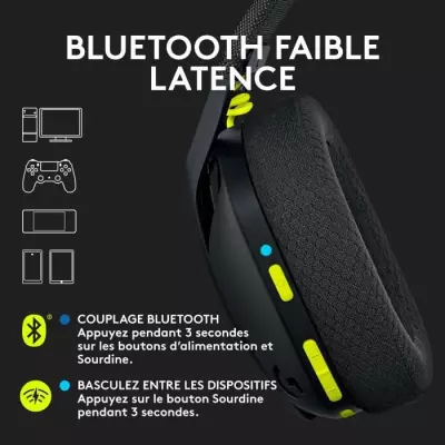 Casque gamer sans fil Logitech G435 Lightspeed noir