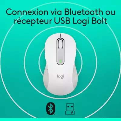 Souris Logitech M650 Blanche Sans Fil Silencieuse - Compacte et ergonomique