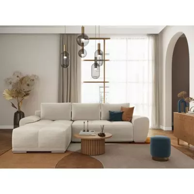 Canapé d'angle convertible 4 places CASSANDRA - Beige - FSC® 100% - L270 x P181 x H89cm
