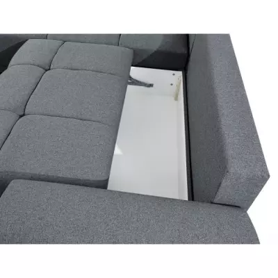 Canapé d'angle gauche convertible avec coffre en tissu - Gris - L270 x P181 x H89cm - LOUNGITUDE