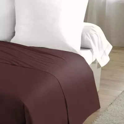 Drap Plat 100% coton 180x290 cm - Marron responsable et certifié Oeko-Tex