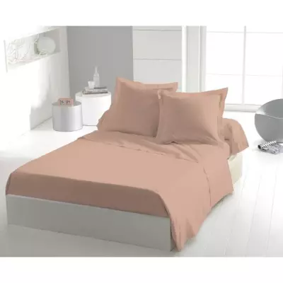 Drap Plat Coton 100% 180x290cm Rose - Éco-responsable Oeko-Tex