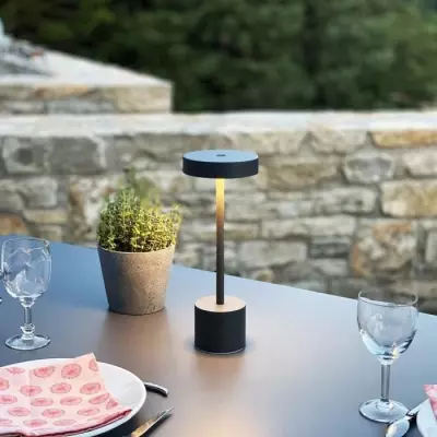 Lampe de table sans fil LUMISKY ROBY Touch en aluminium Gris foncé