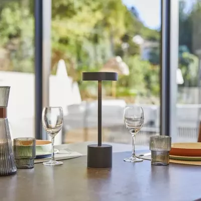Lampe de table sans fil LUMISKY ROBY Touch en aluminium Gris foncé