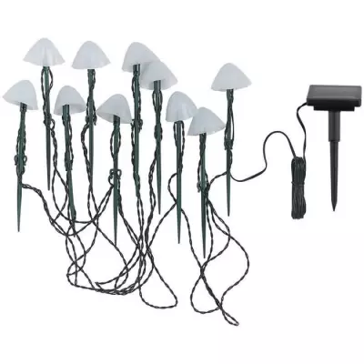 Lot de 10 mini-champignons lumineux solaires pour baliser votre allée
