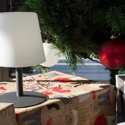 Lampe de table LED sans fil Standy Mini Rock - Lumisky - Gris et blanc - H 25 cm
