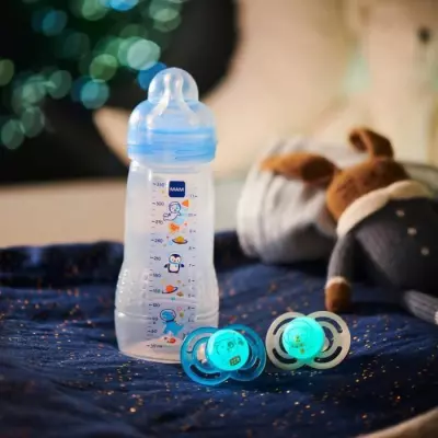 Biberon MAM Easy Active Dragon Bleu 330ml - Tétine douce et ergonomique