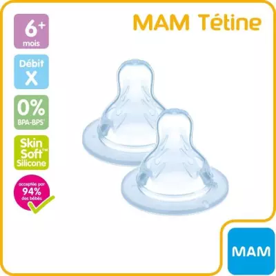 Tétine MAM Silicone Débit X Ultra Rapide - Lot de 2 | Performance et praticité