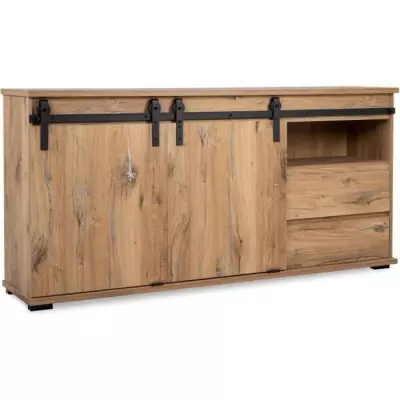 Buffet Manzano en Chêne Flagstaff - Design compact avec rangement optimal