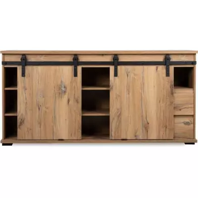 Buffet Manzano en Chêne Flagstaff - Design compact avec rangement optimal