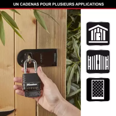 Cadenas à combinaison Excell Zinc 57 mm Noir - Sécurité maximale
