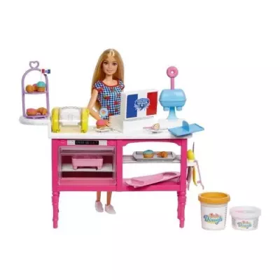 Barbie Pâtisserie Malibu avec 18 accessoires - Coffret poupée HJY19