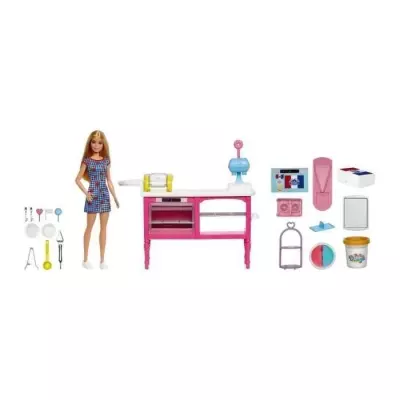 Barbie Pâtisserie Malibu avec 18 accessoires - Coffret poupée HJY19
