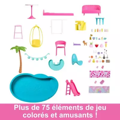 Barbie Maison de Rêve avec Piscine et Toboggan - Hauteur colis 22 cm