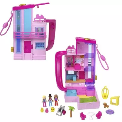 Polly Pocket-Maison de Reve Barbie-Coffret avec 3 mini-figurines : Univers miniature glamour