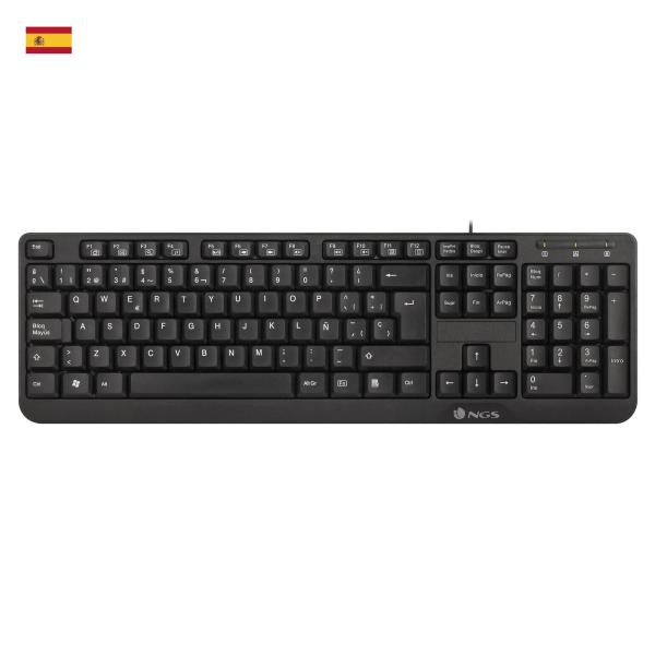 Clavier NGS NGS-KEYBOARD-0344 Noir Espagnol Qwerty