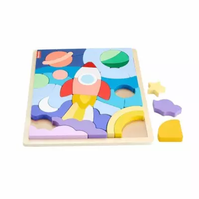 Puzzle en Bois Espace 42 pièces Fisher-Price - Amusez les petits!