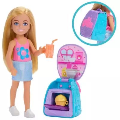 Poupée Chelsea et accessoires avec sac à dos - 3 ans + Poupée Chelsea et accessoires avec sac à dos - 3 ans +