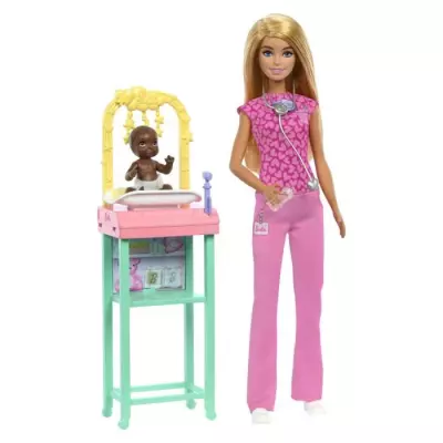 Barbie Pédiatre - Coffret avec Poupée Blonde et Bébé - 3 ans+ Barbie Pédiatre - Coffret avec Poupée Blonde et Bébé - 3 ans+