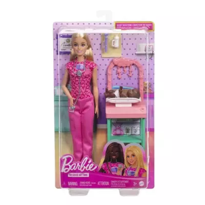 Barbie Pédiatre - Coffret avec Poupée Blonde et Bébé - 3 ans+ Barbie Pédiatre - Coffret avec Poupée Blonde et Bébé - 3 ans+