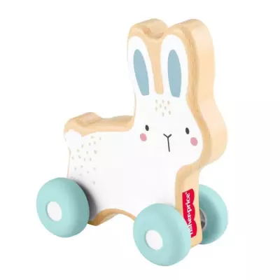 Jouet en bois: Lapin à pousser - Dimensions compactes 