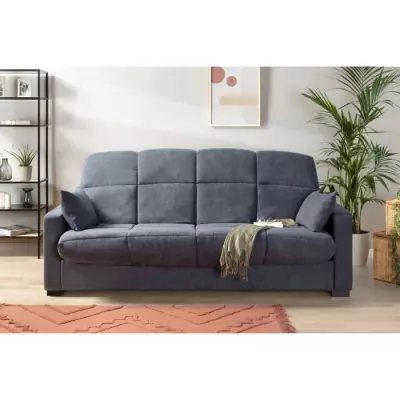 Canapé clic clac 3 places gris anthracite - Matelas 14 cm - MEGAN
