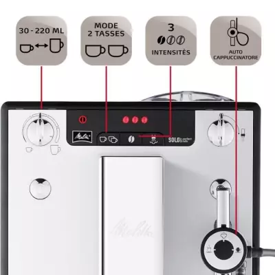 Machine à café expresso Melitta Solo & Perfect Milk E957-203 - Argent