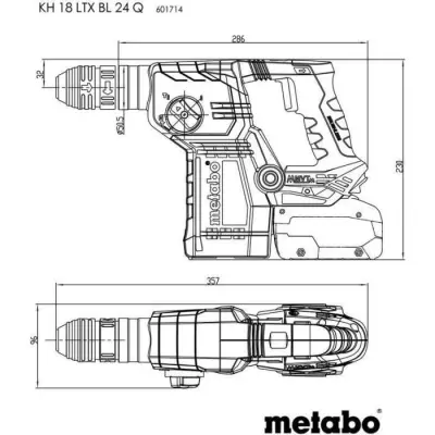 Perforateur sans fil METABO - KH 18 LTX BL 24 Q - 18V - SDS-plus et cylindrique Perforateur sans fil METABO - KH 18 LTX BL 24 Q - 18V - SDS-plus et cylindrique