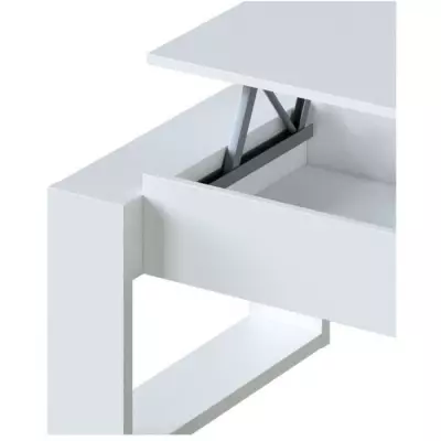 Table basse relevable blanche - Certification PEFC™ - 100% bois responsable