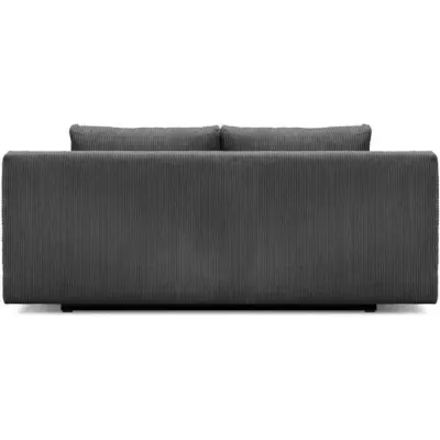 Banquette convertible 3 places MIKA gris foncé - Velours côtelé - Coffre de rangement