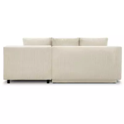 Canapé d'angle convertible MIKA 3 places - Velours côtelé beige