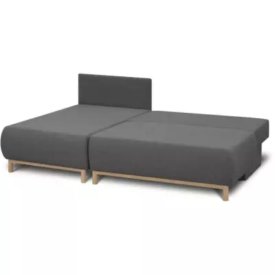 Canapé d'angle convertible MIKA 3 places gris clair - Éco-responsable & Certifié Oeko-Tex