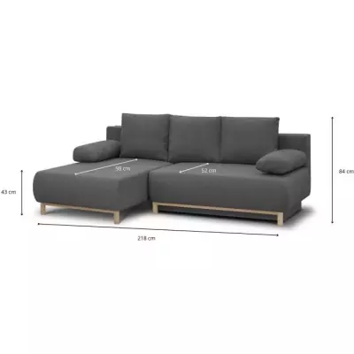 Canapé d'angle convertible MIKA 3 places gris clair - Éco-responsable & Certifié Oeko-Tex