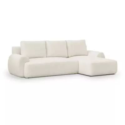 Canapé d'angle convertible MILO 4/5 places - Beige clair - Eco-friendly