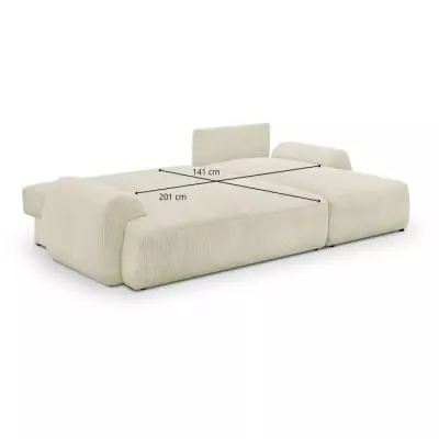 Canapé d'angle convertible 4/5 places MILO - Velours beige - Coffre rangement