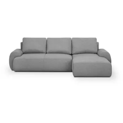 Canapé d'angle droit convertible MILO 4/5 places en tissu gris - Éco-responsable - Certifié Oeko-Tex