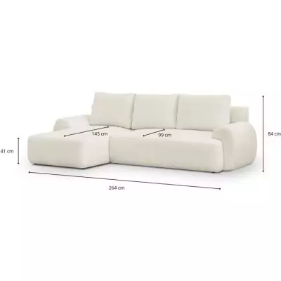 Canapé d'angle convertible 4/5 places MILO - Tissu bouclette beige clair